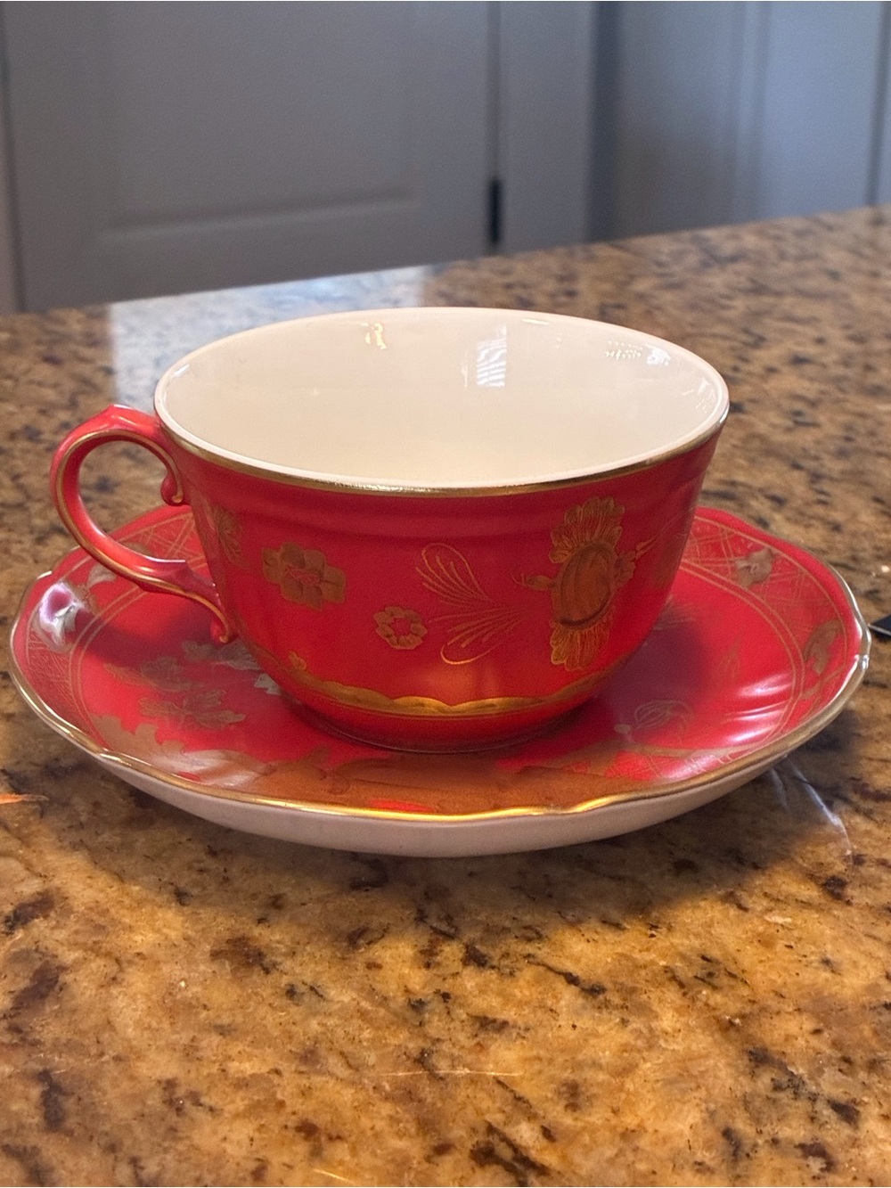 Ginori 1735 Oriente Italiano Rubrum Teacup and Saucer (DISCONTINUED)